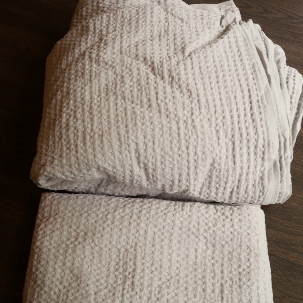 Quince Duvet Cover Set Luxe Honeycomb FULL QUEEN Cover + Shams Light Gray NEW - Picture 5 of 10